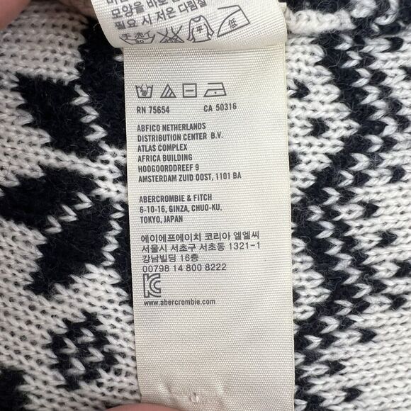 Hollister Slouchy Beanie Women’s Winter Hat Knit Fair Isle Black Front Logo Warm - Picture 8 of 8